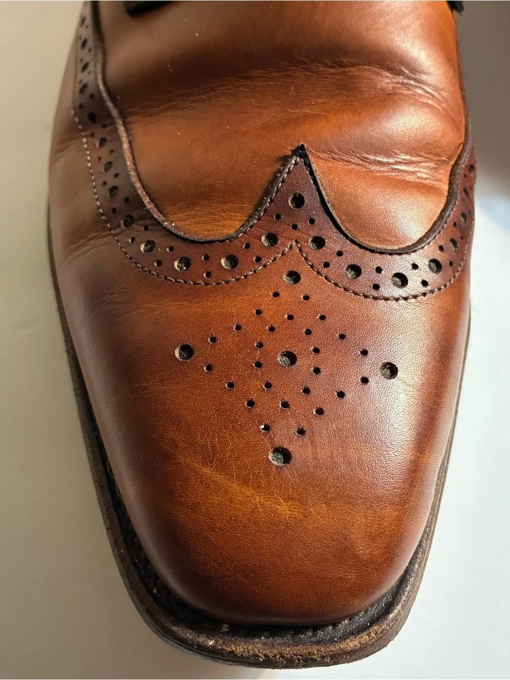 Allen Edmonds Cognac Brown Leather Wingtip Oxfords Men’s Size 13